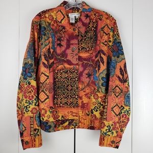 Coldwater Creek Boho Print Cotton Jacket size L